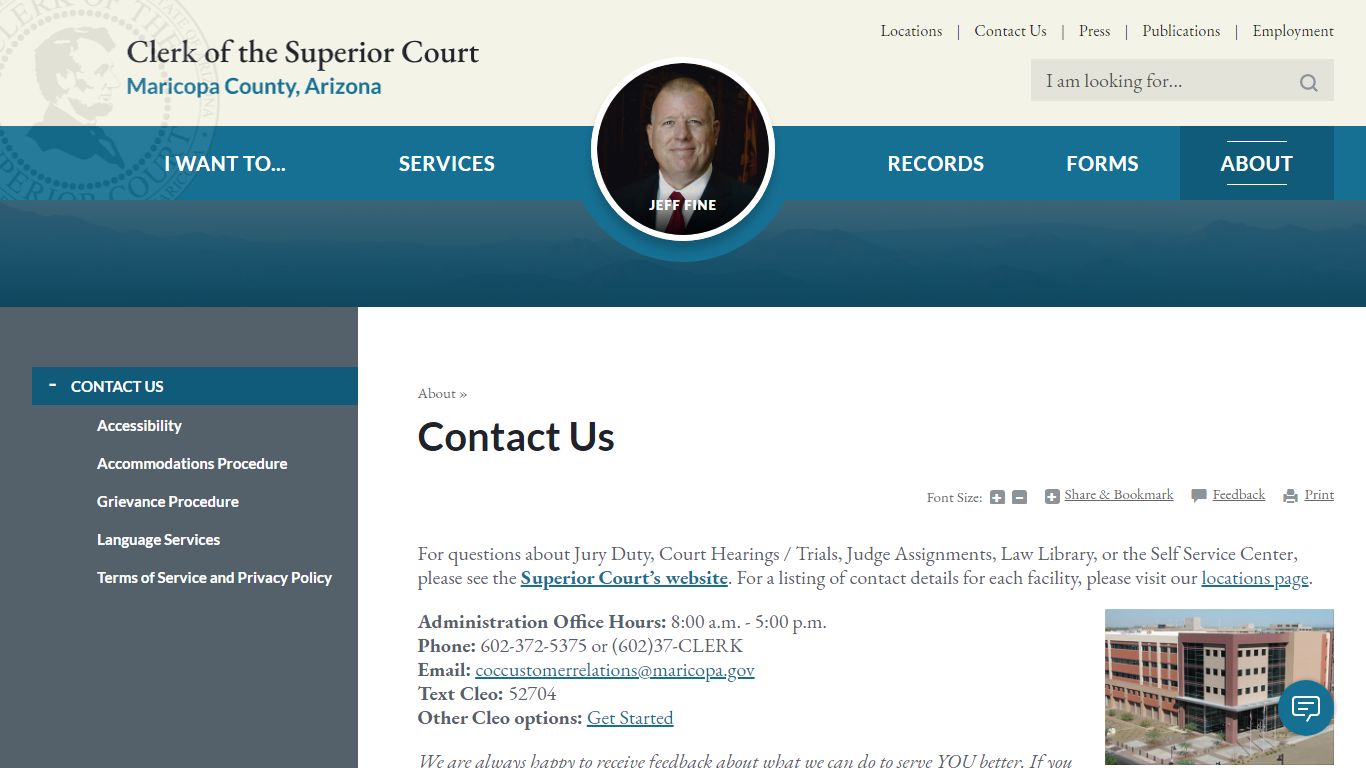 Contact Us | Maricopa County Clerk of Superior Court